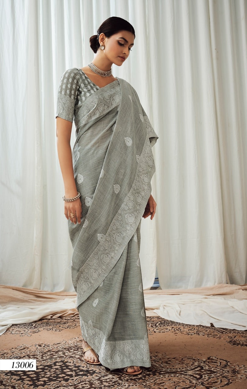 Rajpath Anigma Soft Luckhnowi weaving Linen Saree Anant Tex Exports Private Limited