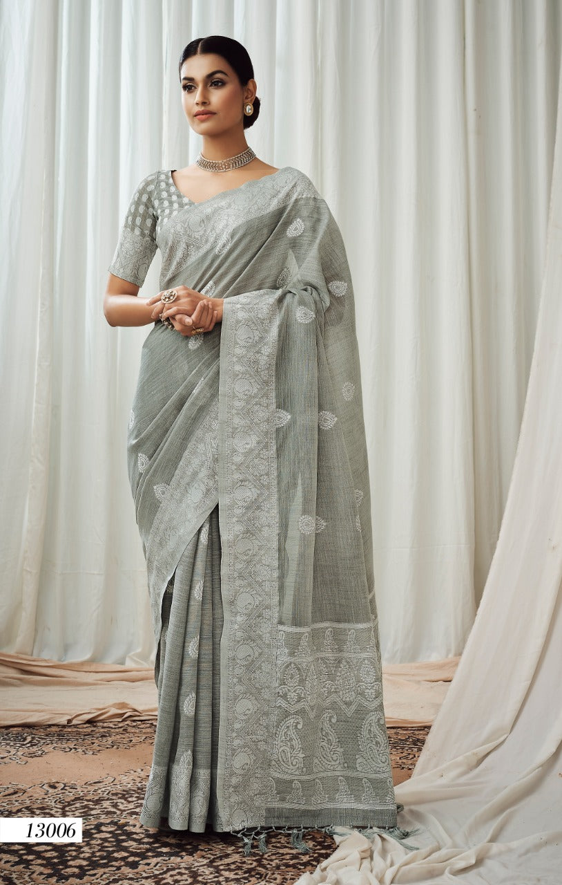 Rajpath Anigma Soft Luckhnowi weaving Linen Saree Anant Tex Exports Private Limited
