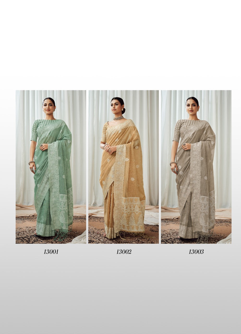 Rajpath Anigma Soft Luckhnowi weaving Linen Saree Anant Tex Exports Private Limited