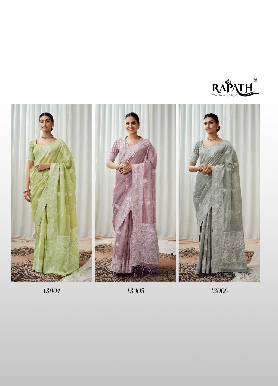 Rajpath Anigma Soft Luckhnowi weaving Linen Saree Anant Tex Exports Private Limited