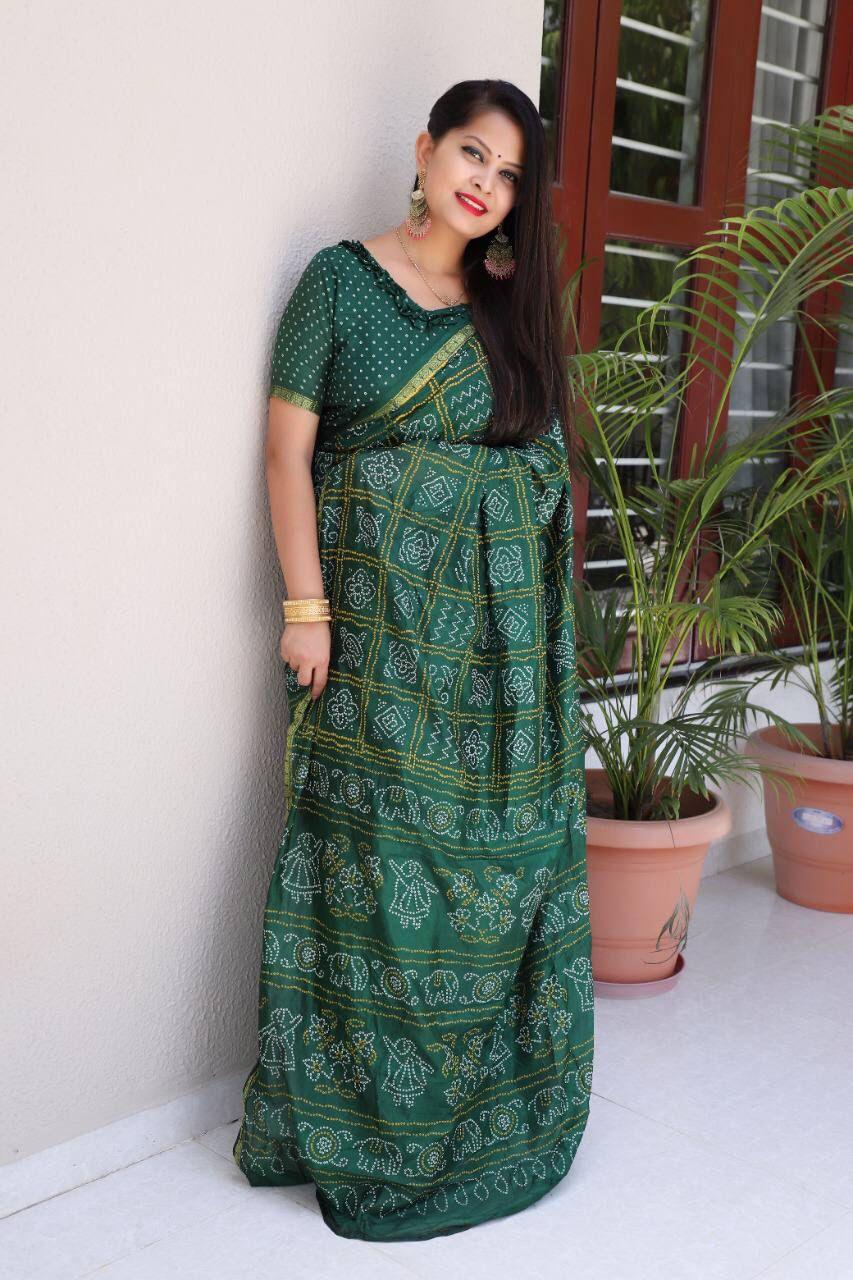 Divya Tafetta Silk Print Bandhej Saree Anant Tex Exports Private Limited