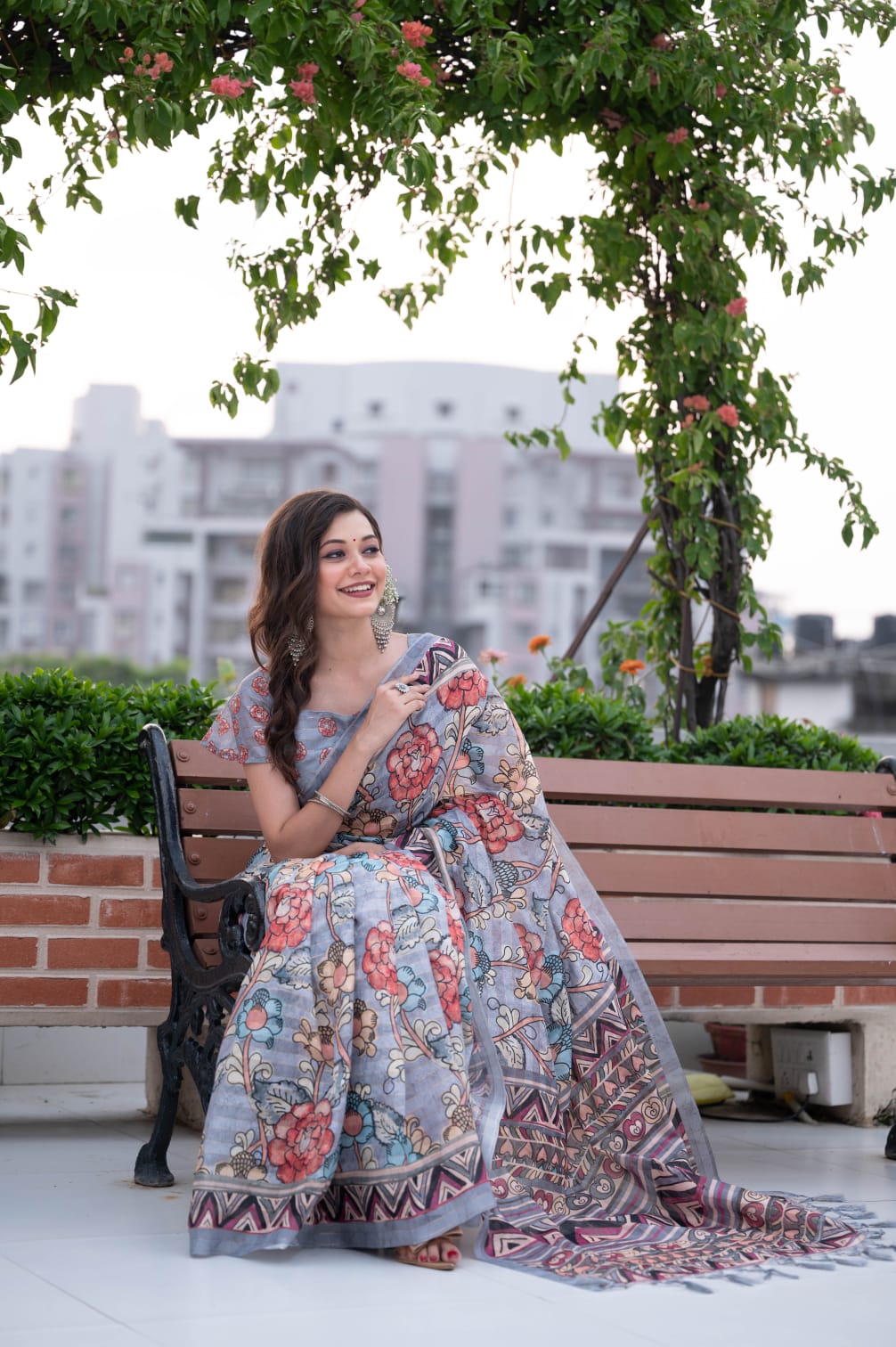 Kalamkari Print Soft Linen Cotton Saree Anant Tex Exports Private Limited