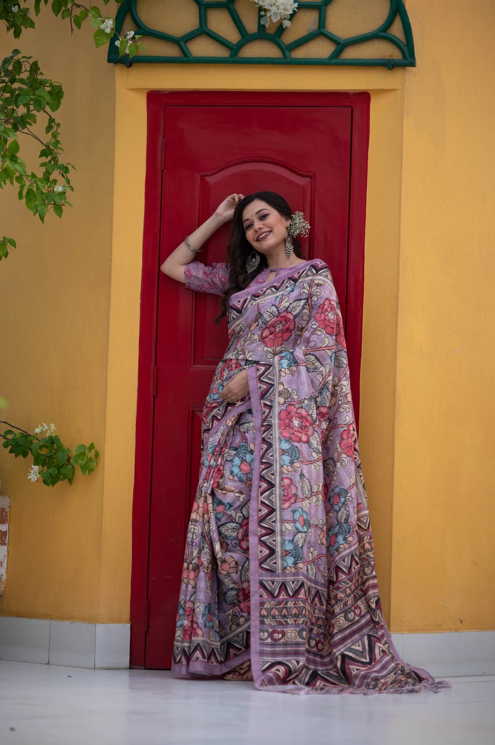 Kalamkari Print Soft Linen Cotton Saree Anant Tex Exports Private Limited