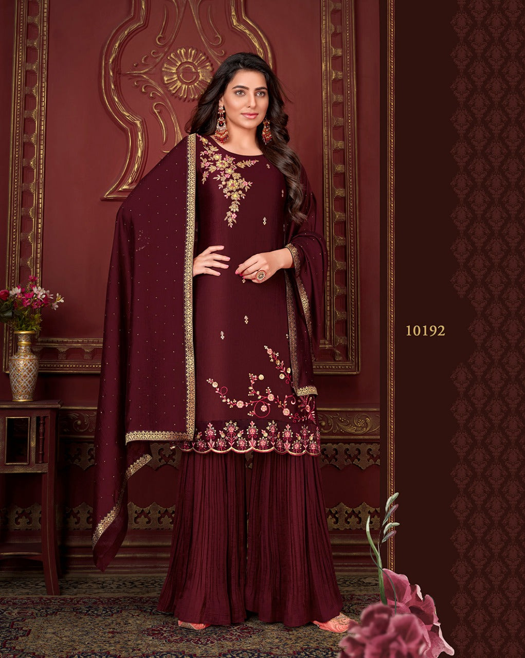 Trends 2022 Light Pink Sharara Suit with Resham Work LSTV114134