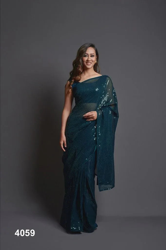 NAZNEEN JIYA 4057 SERIES GEORGETTE WITH SEQUENCE WORK SAREE Anant Tex Exports Private Limited