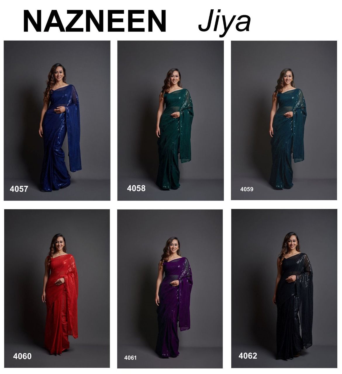 NAZNEEN JIYA 4057 SERIES GEORGETTE WITH SEQUENCE WORK SAREE Anant Tex Exports Private Limited