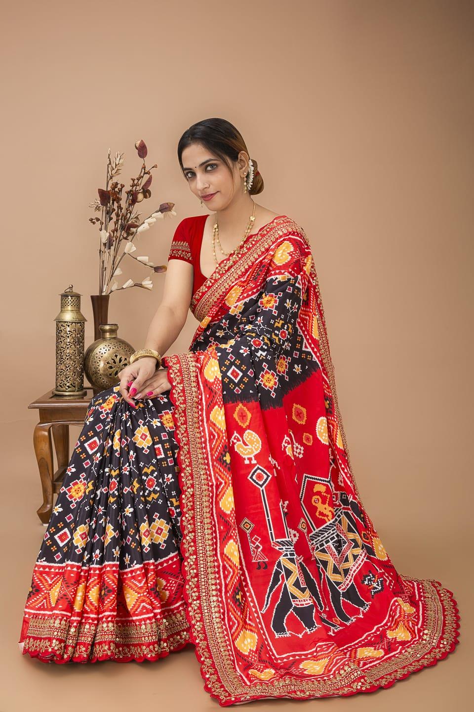 Satin Silk &amp; Digital Print Saree Anant Tex Exports Private Limited