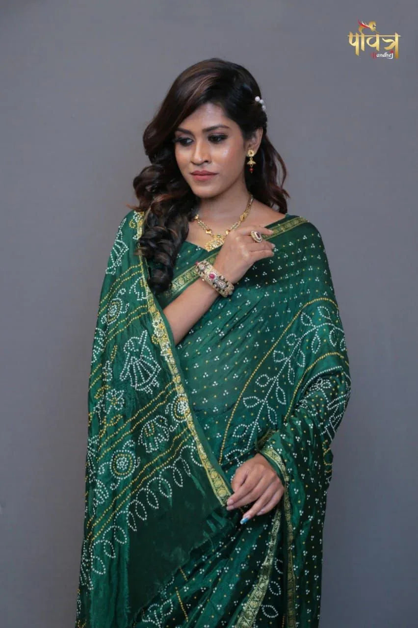 Tafetta Silk Print Bandhej Saree Anant Tex Exports Private Limited