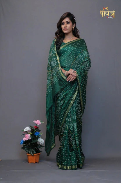 Tafetta Silk Print Bandhej Saree Anant Tex Exports Private Limited