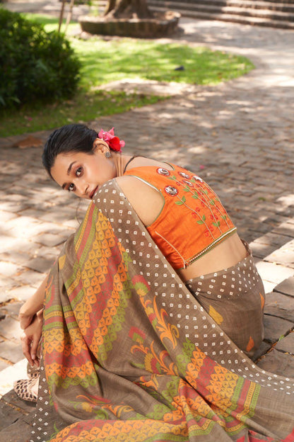 Sr Mercury Vol-3 Ethnic Fancy Wear Handwork Pure Linen Printed Saree Catalog Wholesaler Anant Tex Exports Private Limited