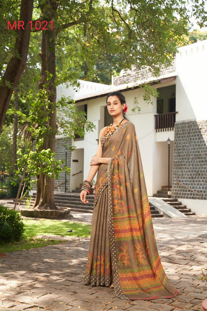 Sr Mercury Vol-3 Ethnic Fancy Wear Handwork Pure Linen Printed Saree Catalog Wholesaler Anant Tex Exports Private Limited