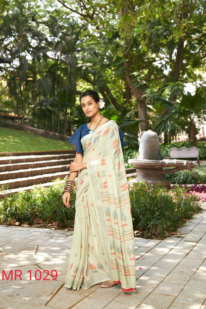 Sr Mercury Vol-3 Ethnic Fancy Wear Handwork Pure Linen Printed Saree Catalog Wholesaler Anant Tex Exports Private Limited