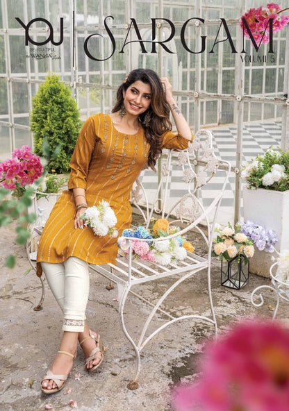 Sargam 5 Fancy Viscose Rayon Kurti With Pant Anant Tex Exports Private Limited