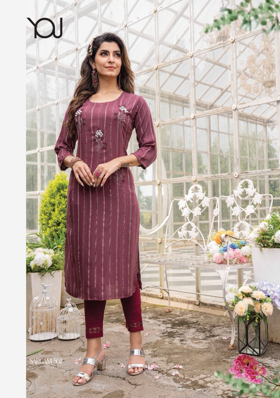 Sargam 5 Fancy Viscose Rayon Kurti With Pant Anant Tex Exports Private Limited