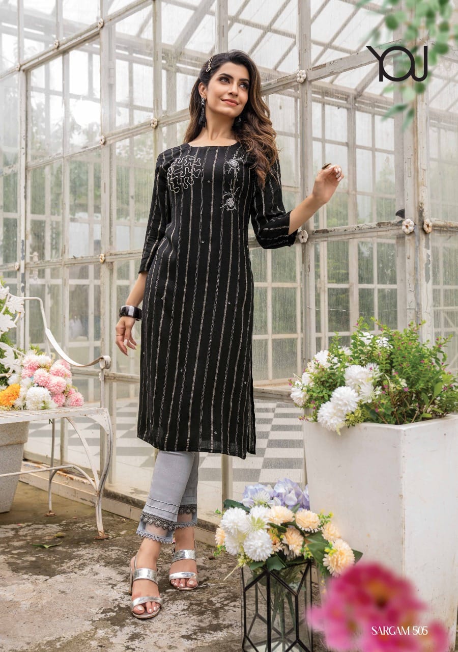 Sargam 5 Fancy Viscose Rayon Kurti With Pant Anant Tex Exports Private Limited