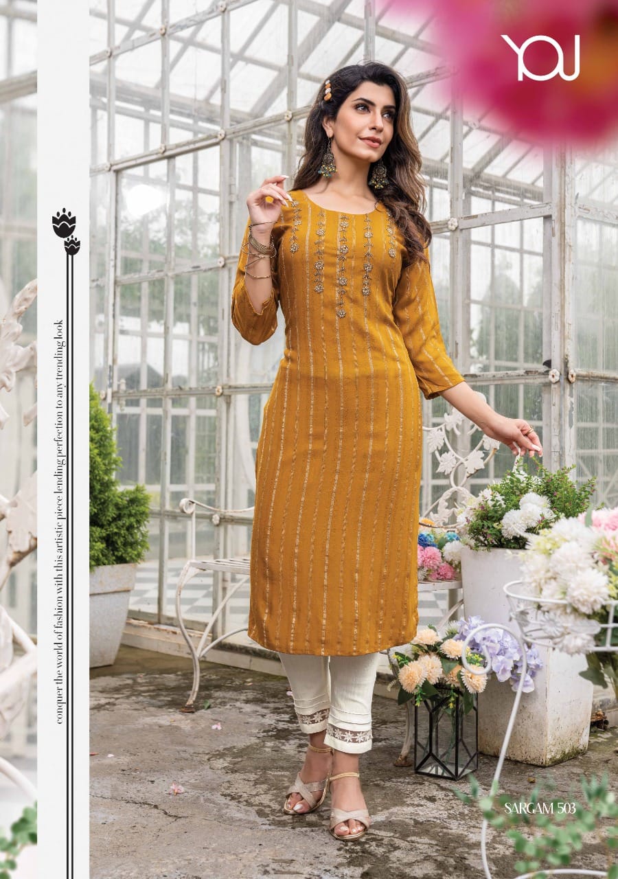 Sargam 5 Fancy Viscose Rayon Kurti With Pant Anant Tex Exports Private Limited