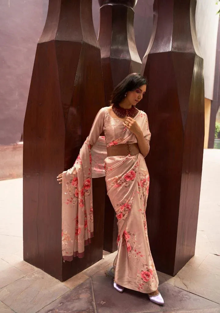 Rajtex Kudos Satin Crape With Digital Print Saree Anant Tex Exports Private Limited