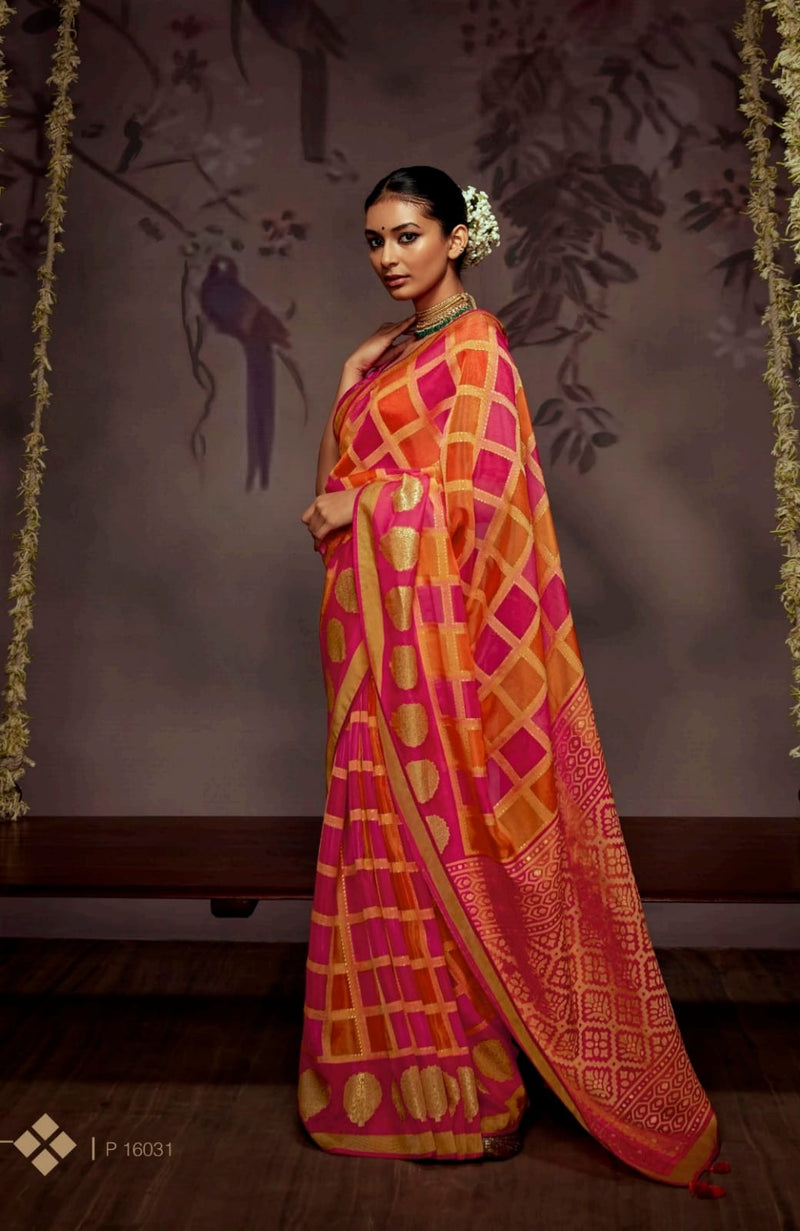Kimora Radha Soft Brasso With Organza Saree Anant Tex Exports Private Limited