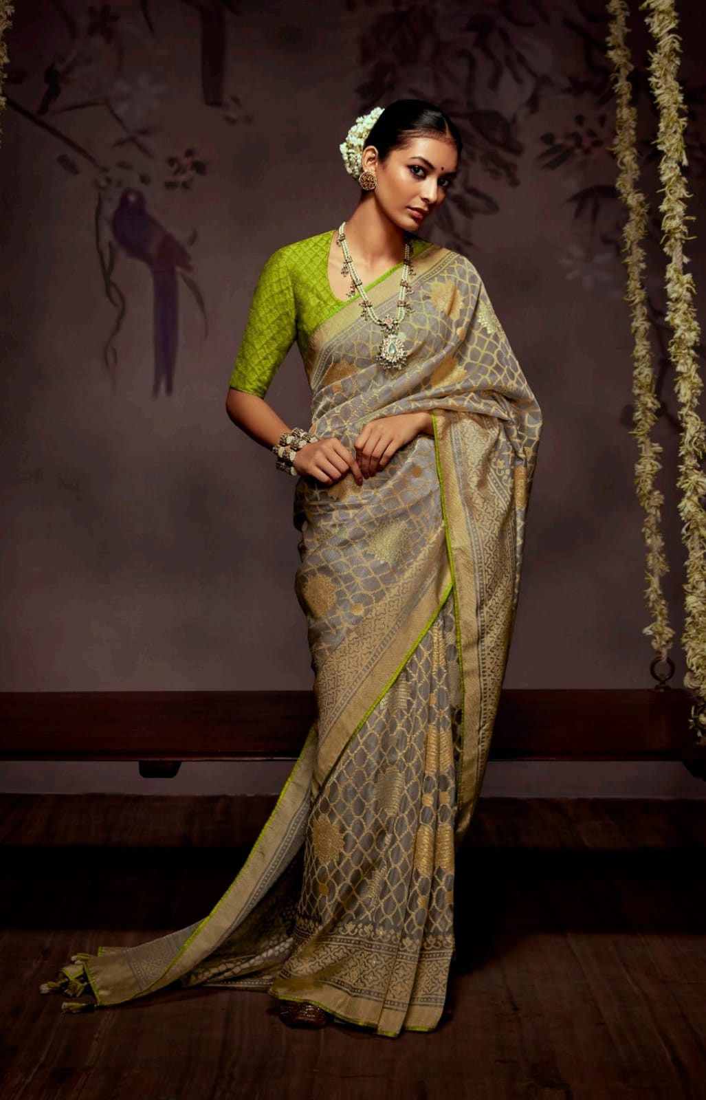 Kimora Radha Soft Brasso With Organza Saree Anant Tex Exports Private Limited