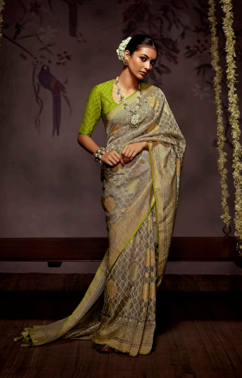 Kimora Radha Soft Brasso With Organza Saree Anant Tex Exports Private Limited