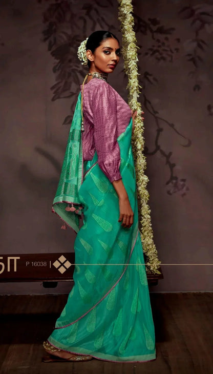 Kimora Radha Soft Brasso With Organza Saree Anant Tex Exports Private Limited