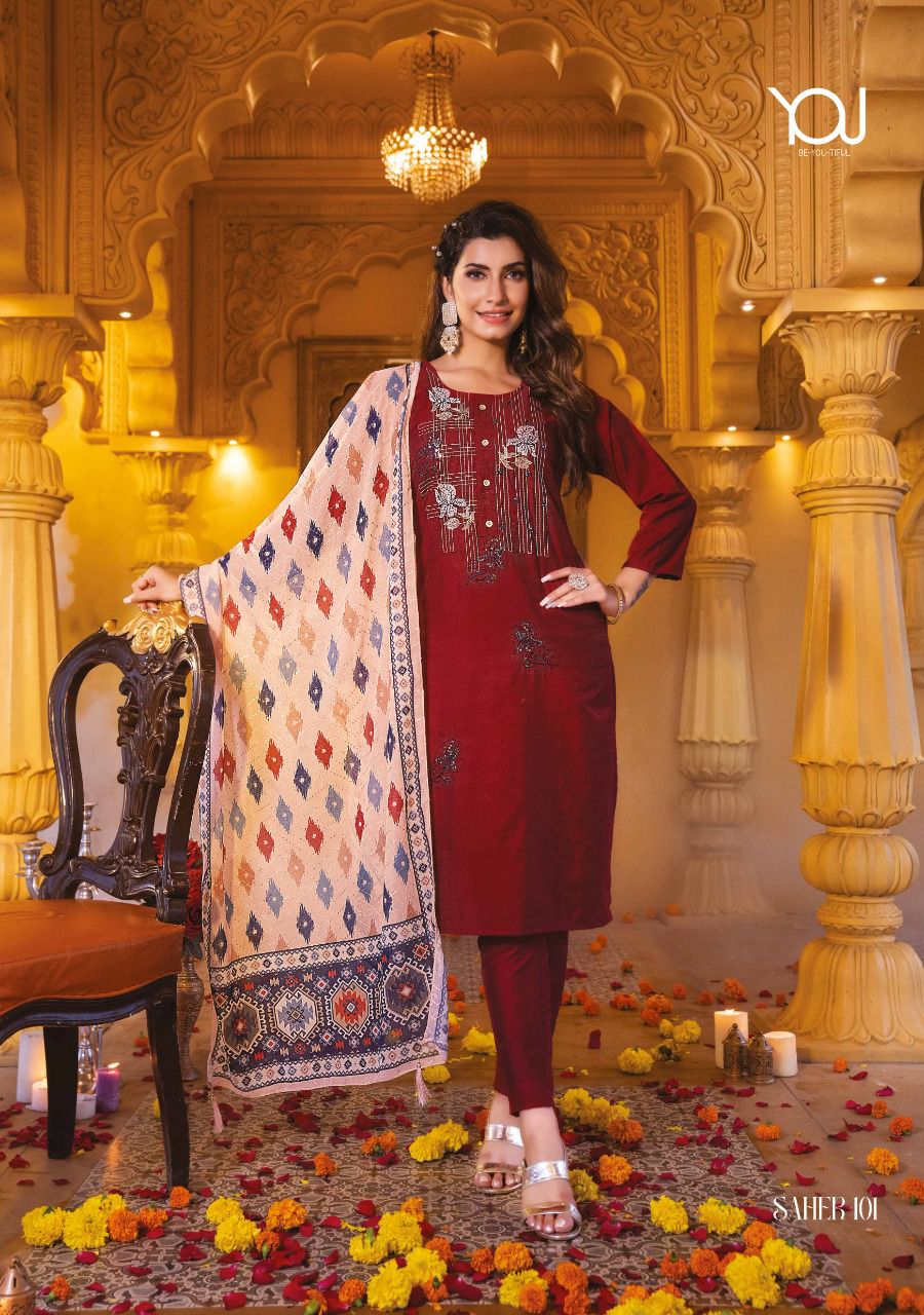 Wanna Saher Fancy Viscose Kurti With Pant & Digital Dupatta Collection Anant Tex Exports Private Limited