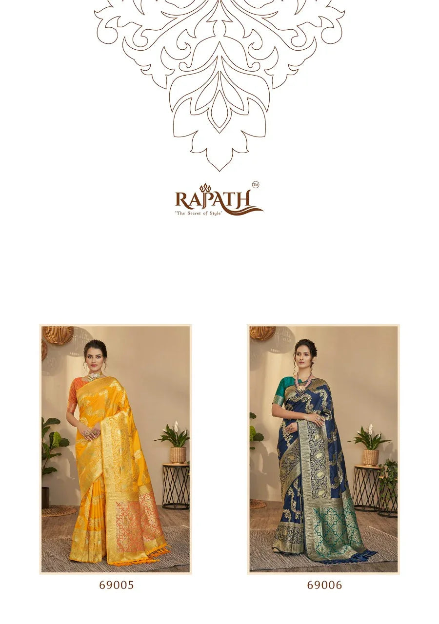 RajPath Maharani Soft silk with Leheriya Zari Weaving Saree Anant Tex Exports Private Limited