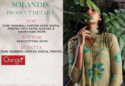 Ganga Solandis Pure Makhmali Satin Digital Printed Designer Suits Anant Tex Exports Private Limited