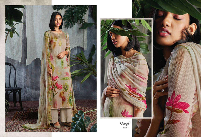 Ganga Solandis Pure Makhmali Satin Digital Printed Designer Suits Anant Tex Exports Private Limited