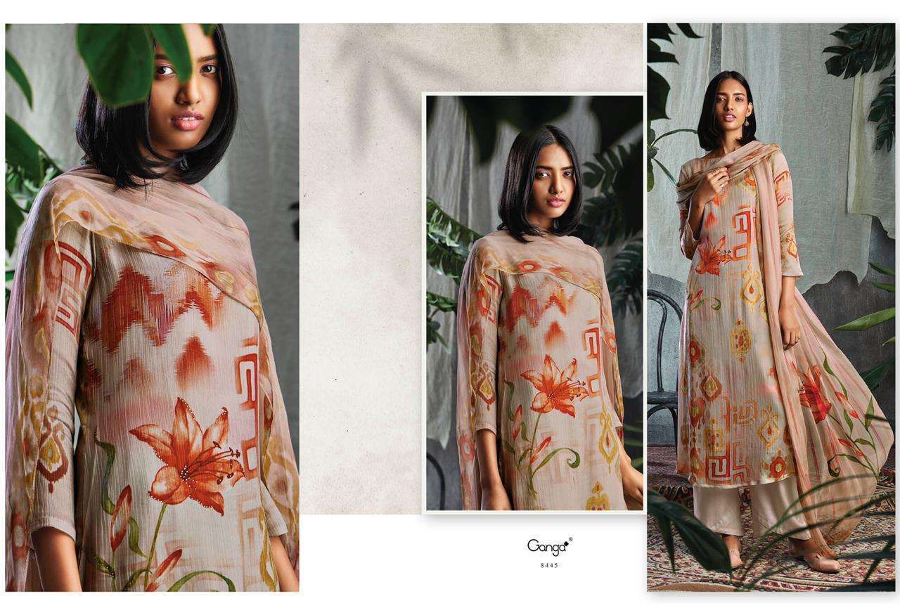 Ganga Solandis Pure Makhmali Satin Digital Printed Designer Suits Anant Tex Exports Private Limited