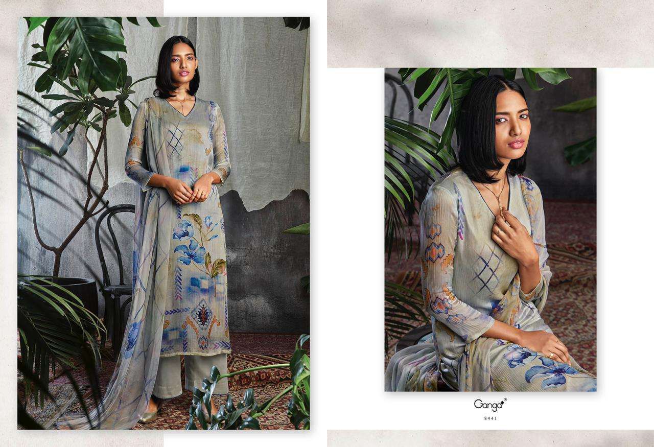 Ganga Solandis Pure Makhmali Satin Digital Printed Designer Suits Anant Tex Exports Private Limited