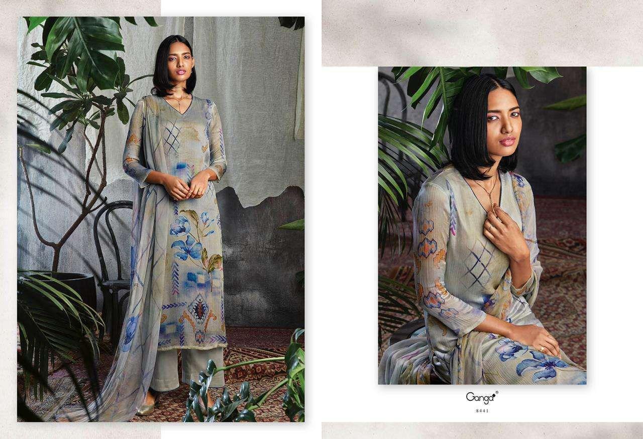 Ganga Solandis Pure Makhmali Satin Digital Printed Designer Suits Anant Tex Exports Private Limited