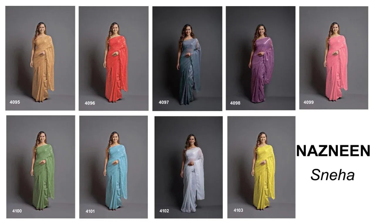 NAZNEEN SNEHA 4095 SERIES SEQUENCE SAREE Anant Tex Exports Private Limited