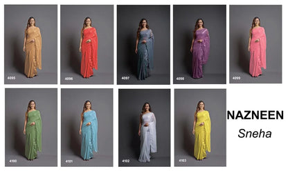 NAZNEEN SNEHA 4095 SERIES SEQUENCE SAREE Anant Tex Exports Private Limited