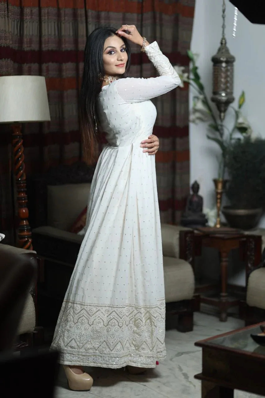 Lucknowi Chikankari Gown Collection – Anant Exports