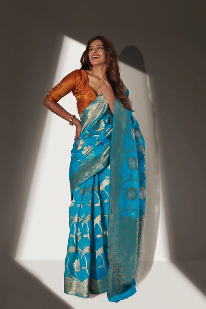 RajYog Alishya Silk Soft Banarasi Organza Saree Anant Tex Exports Private Limited