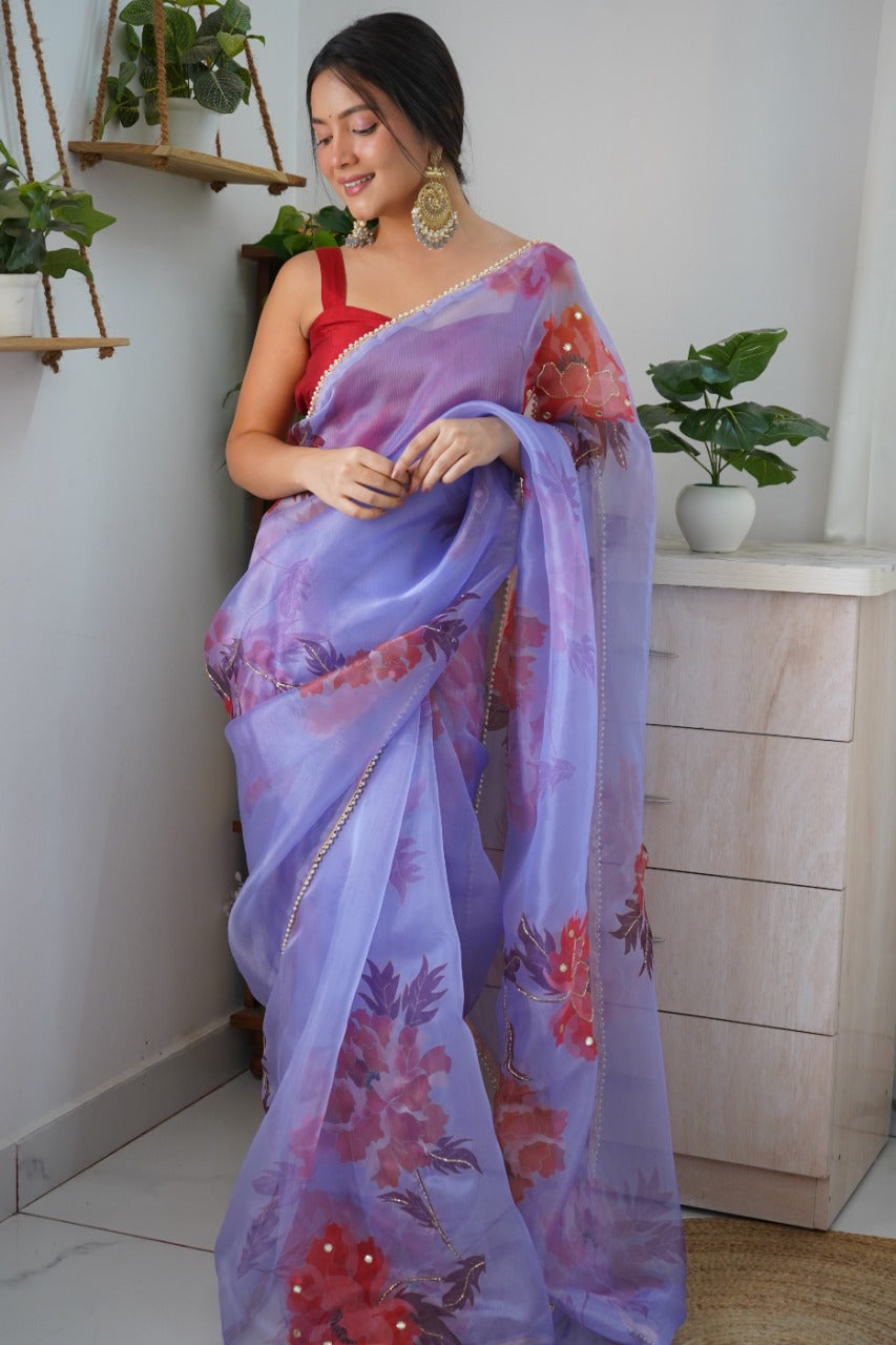 Aisha Organza Digital Print Saree Anant Tex Exports Private Limited