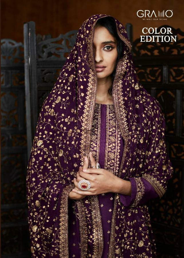 Gramo Color Edition Designer Heavy Fox Georgette Salwar Suits Collection Anant Tex Exports Private Limited