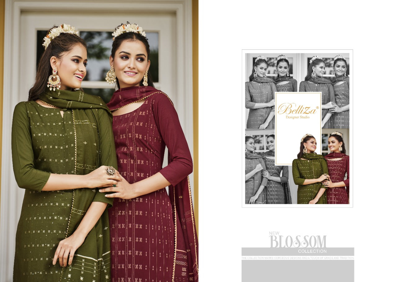 Naisha Belliza Designer Studio Jaam Silk Plazzo Style Suits – Kavya Style  Plus