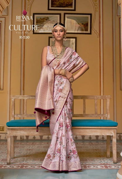 Rewa Culture Pure Silk with Floral Cultural Print Saree Anant Tex Exports Private Limited