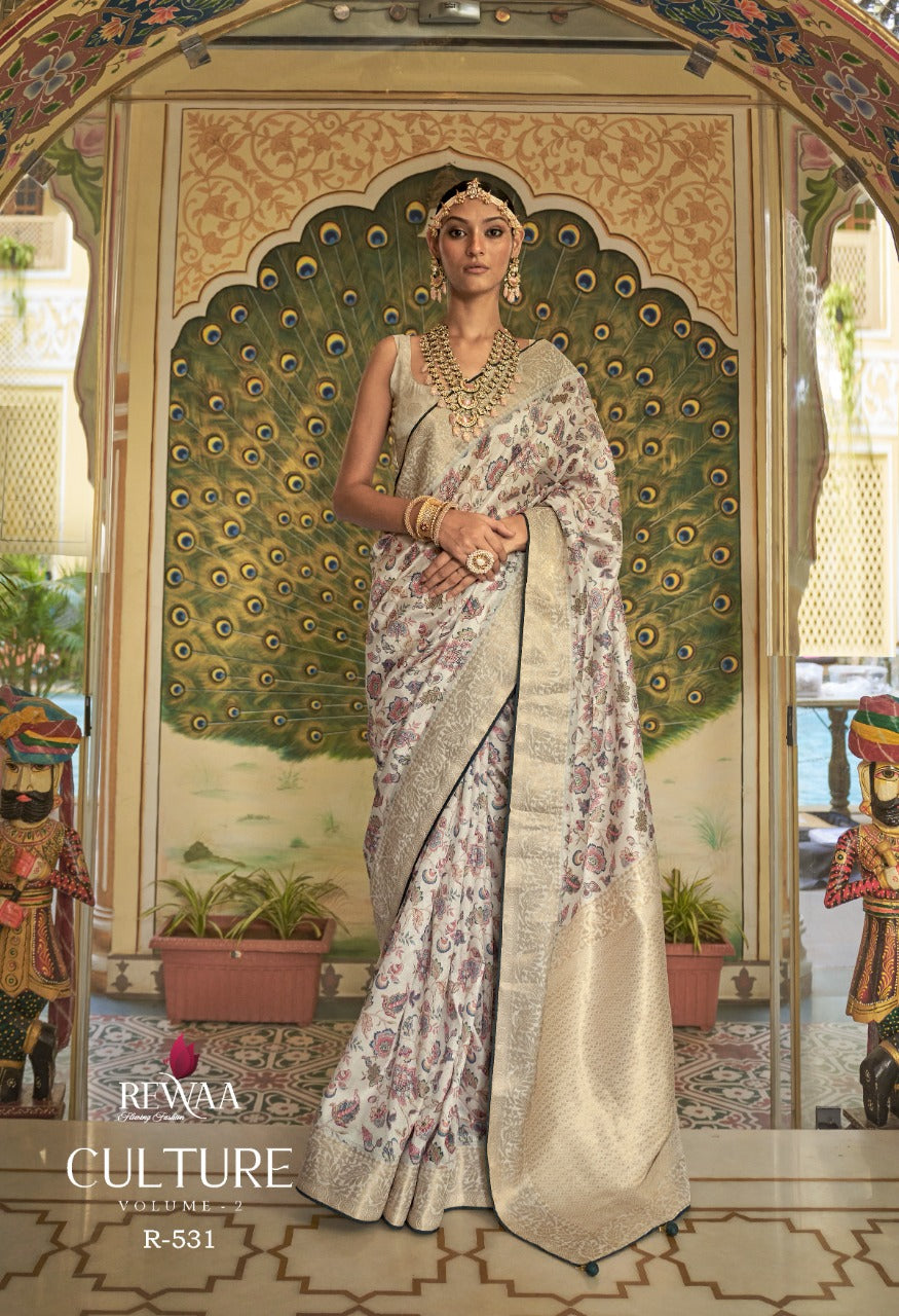 Rewa Culture Pure Silk with Floral Cultural Print Saree Anant Tex Exports Private Limited