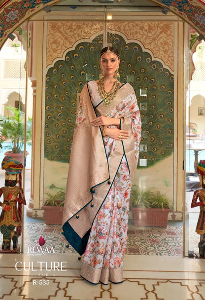 Rewa Culture Pure Silk with Floral Cultural Print Saree Anant Tex Exports Private Limited