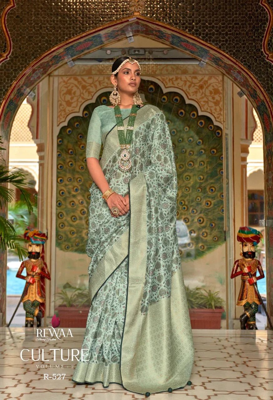 Rewa Culture Pure Silk with Floral Cultural Print Saree Anant Tex Exports Private Limited