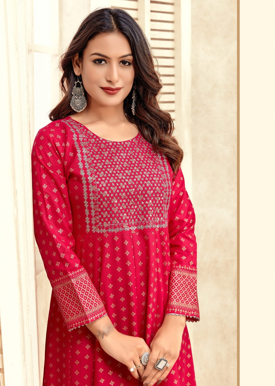 NAYANTHARA V-17 RAYON WITH FOIL PRINT SUIT Anant Tex Exports Private Limited