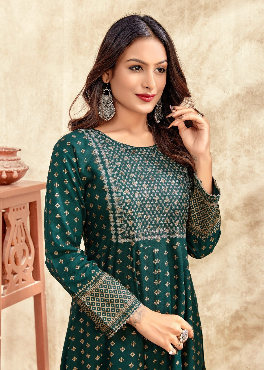 NAYANTHARA V-17 RAYON WITH FOIL PRINT SUIT Anant Tex Exports Private Limited