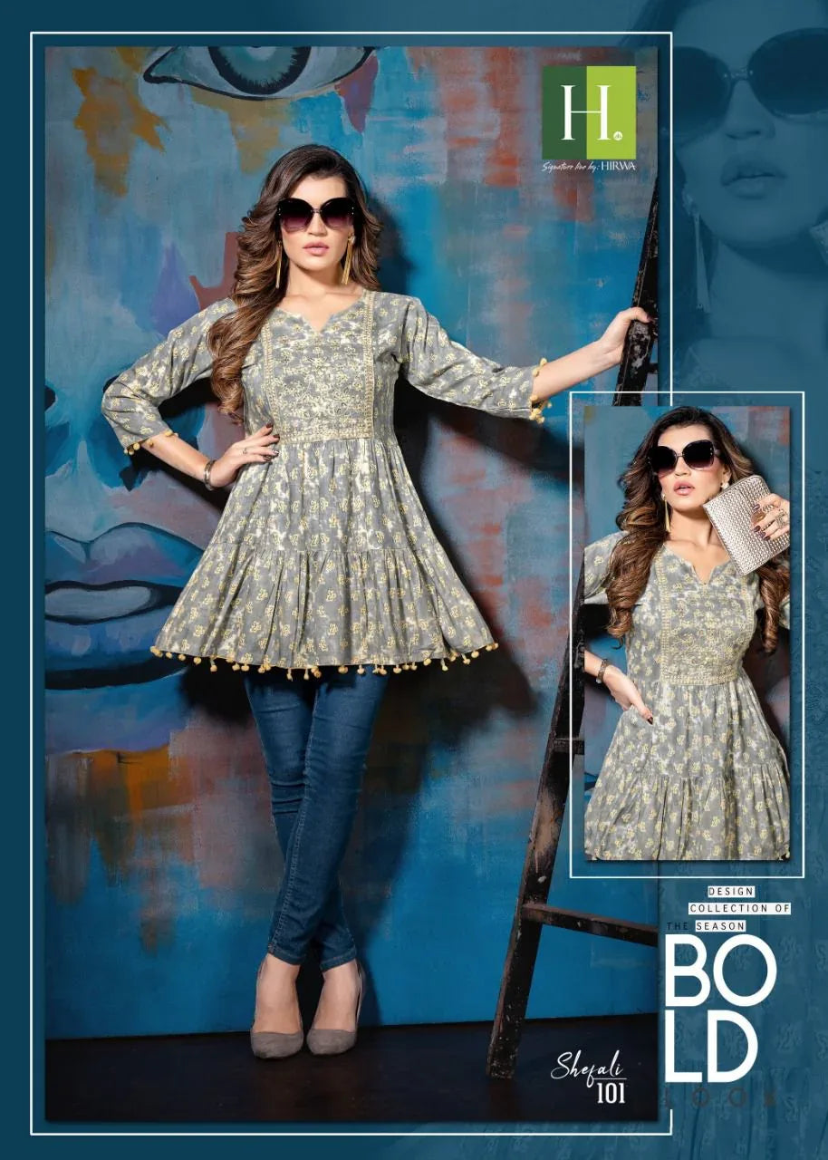 Shefali Short Top with Silai Pattern Anant Tex Exports Private Limited