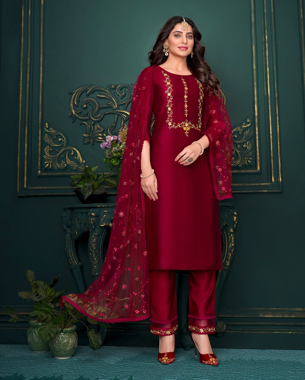 Lily And Lali Maria 9 Heavy Handwork Kurti With Bottom Dupatta Anant Tex Exports Private Limited