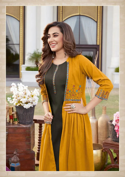 Koodee Sarah Catalog Chinon With Inner Anarkali kurtis Anant Tex Exports Private Limited