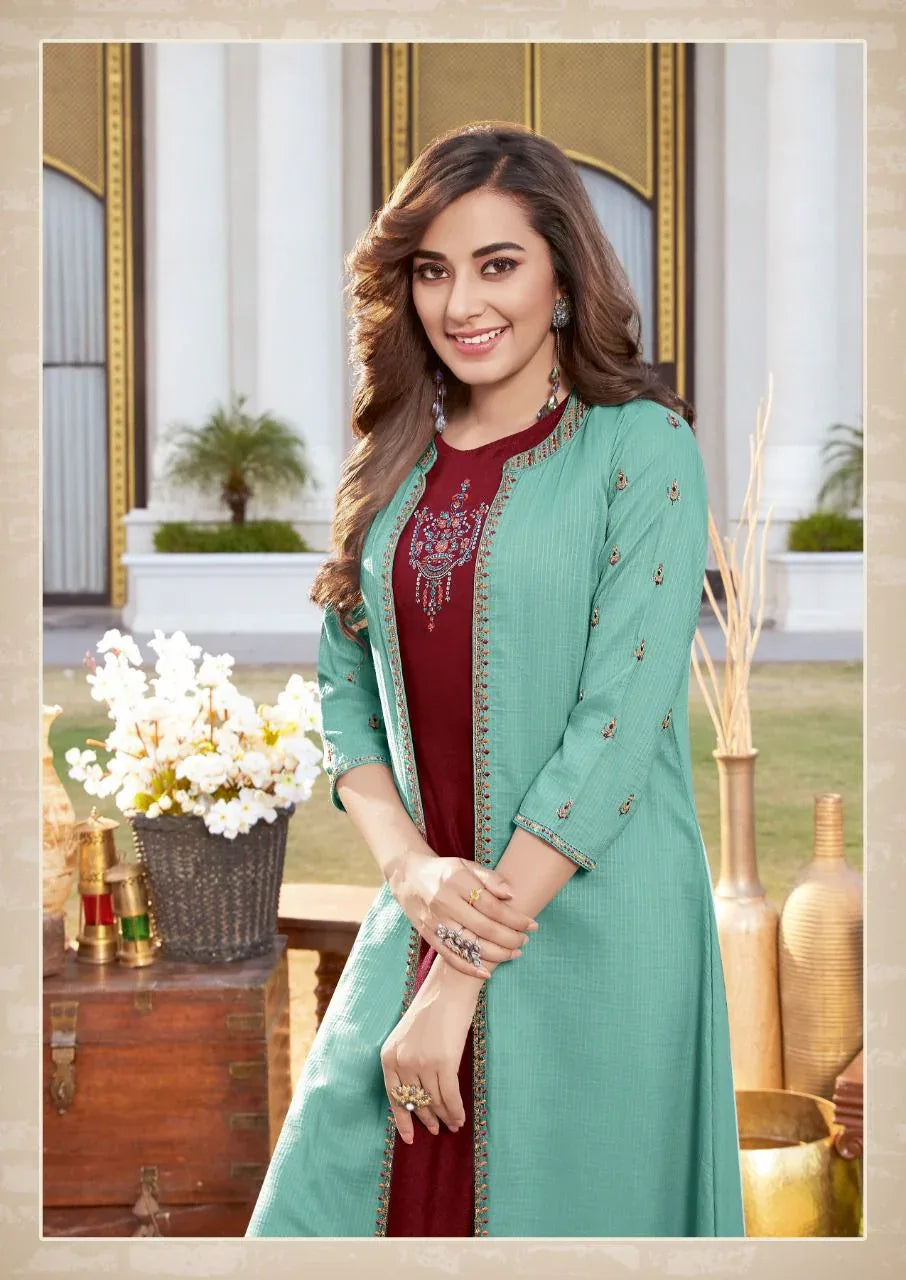 Koodee Sarah Catalog Chinon With Inner Anarkali kurtis Anant Tex Exports Private Limited