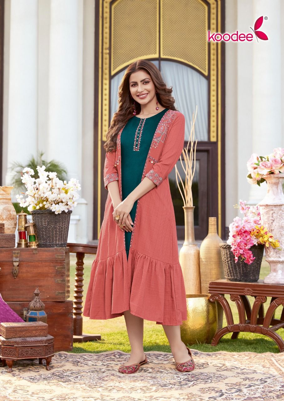 Koodee Sarah Catalog Chinon With Inner Anarkali kurtis Anant Tex Exports Private Limited